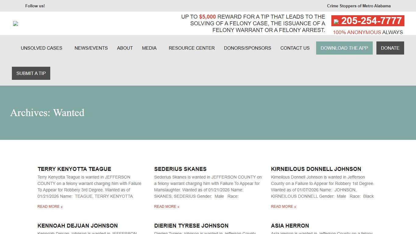 Wanted – Crime Stoppers